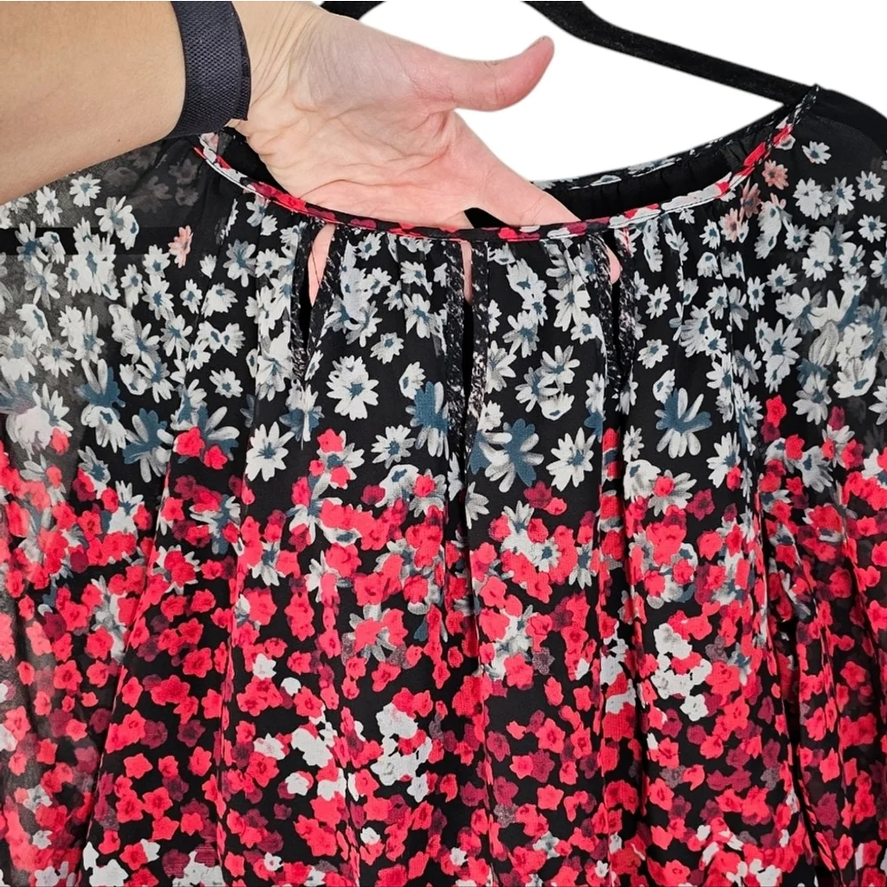 Nine West Floral Dress Black and Red Size 12 - Picture 4 of 11